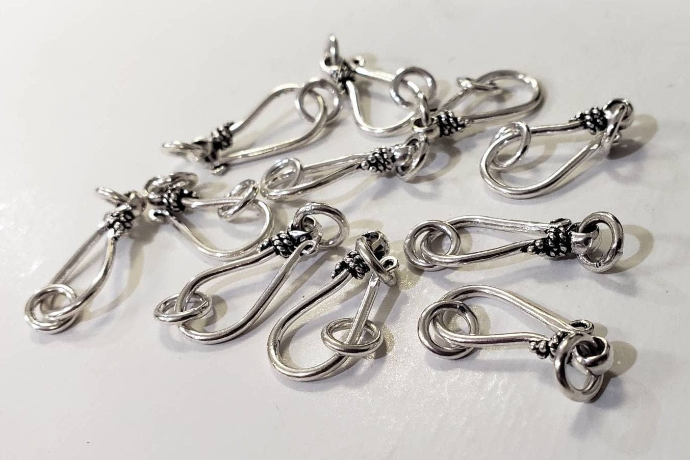 925 Sterling Silver Bali Hook clasp. 20mm long hook , plus include 2 side Jump ring, handmade, vintage jewelry making clasp 1 set or bulk