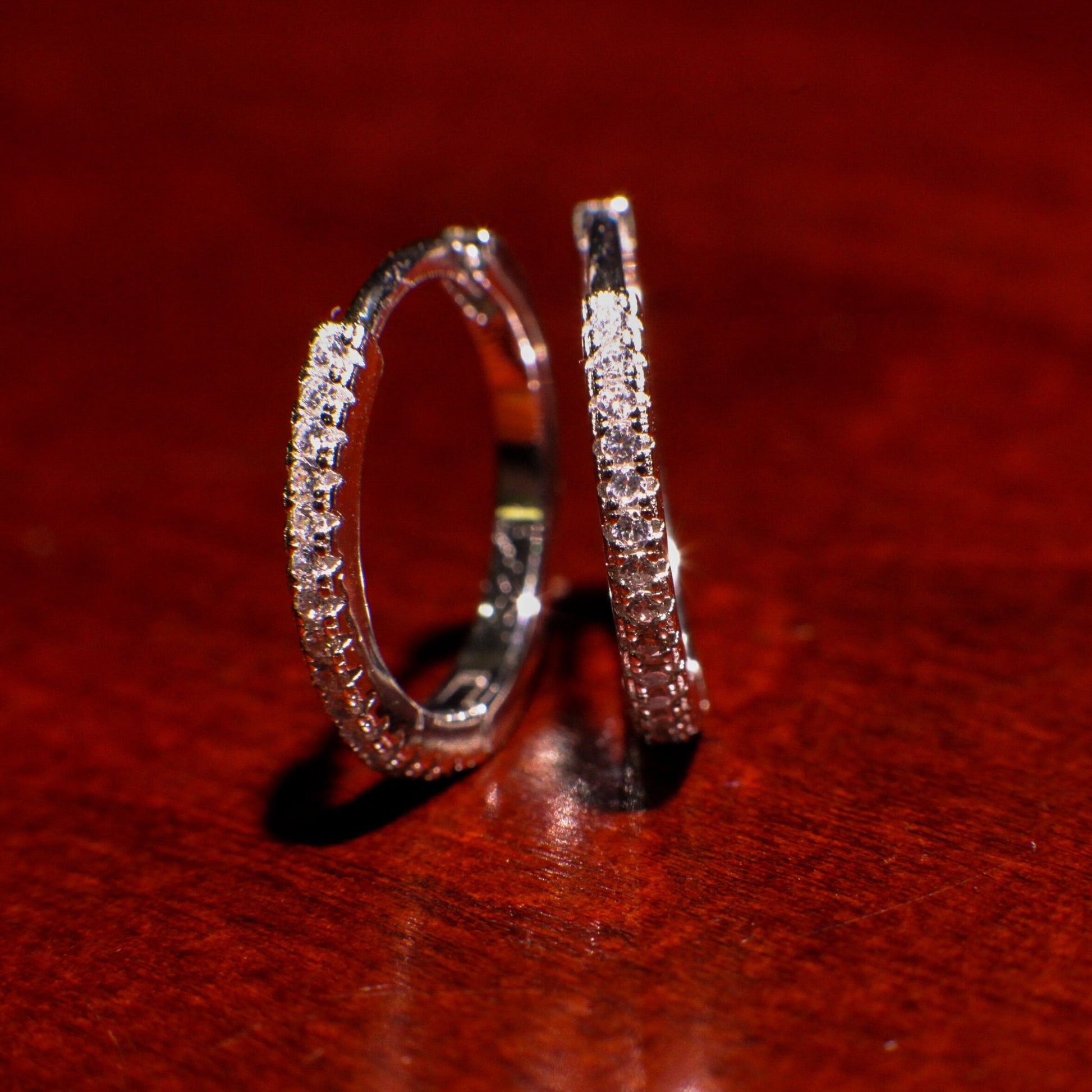 925 Sterling Silver CZ Diamond 16mm Huggie Hoop Earring, 925 stamped, beautiful gift for her