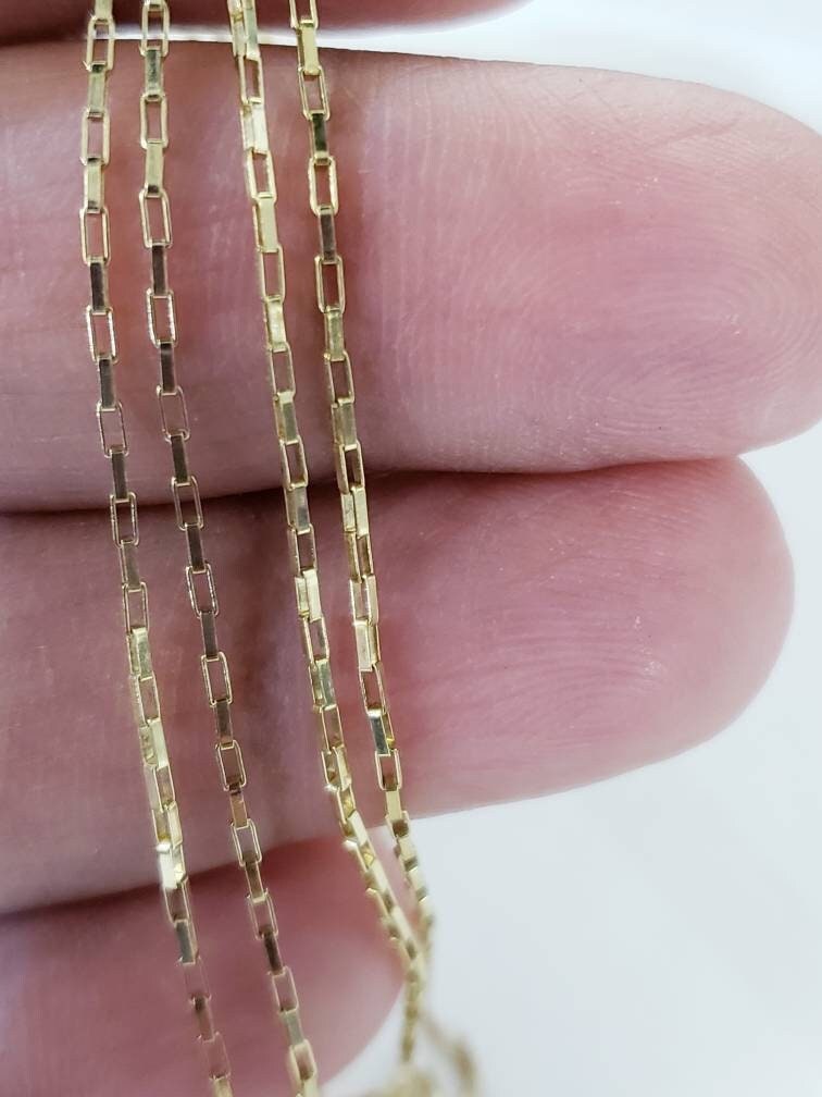 14k Gold Filled Elongated box 2x1mm chain, Made in Italy, high quality, jewelry making chain by the Foot. 14/20 Gold Filled .