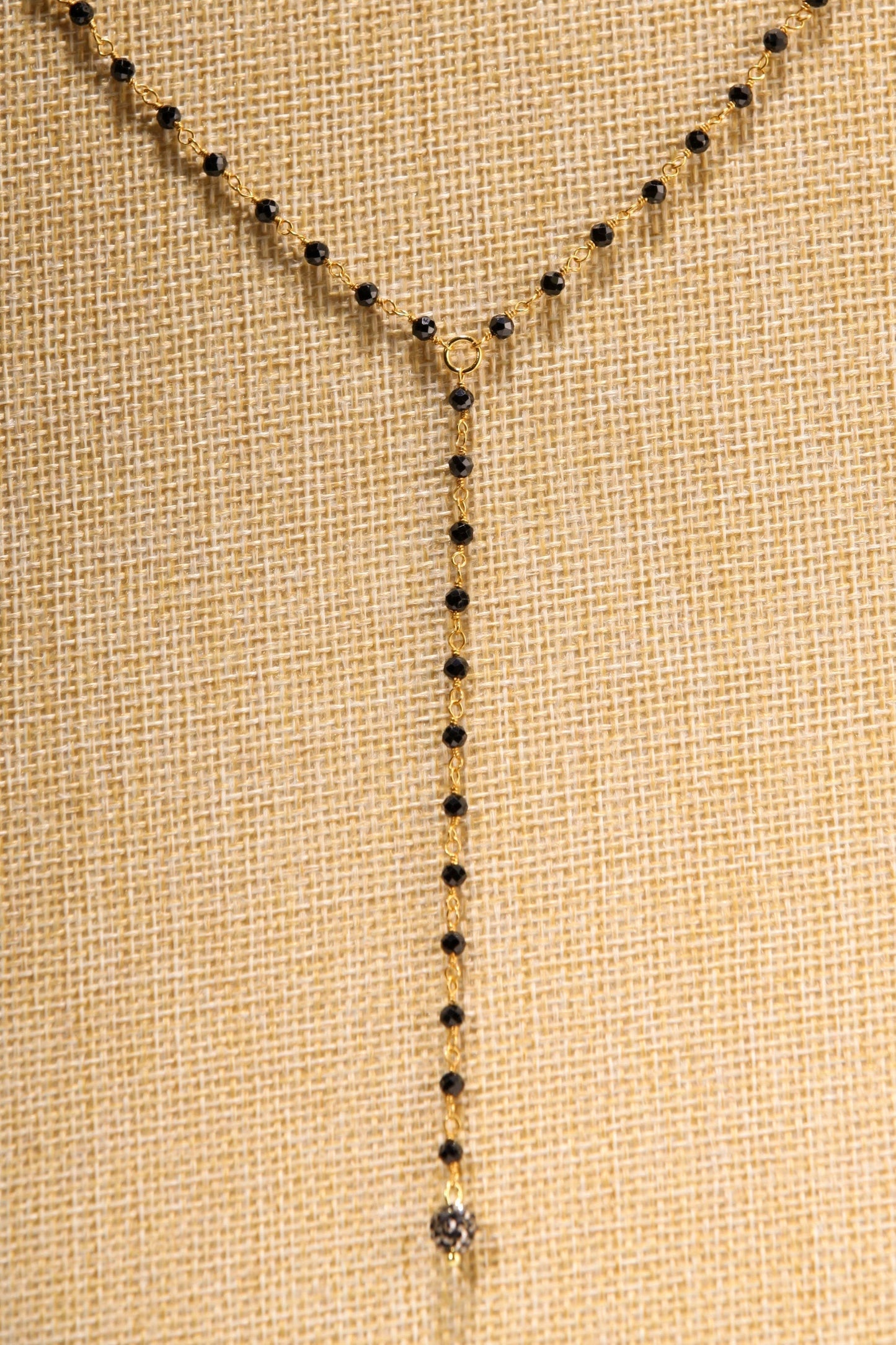 Genuine Black Spinel Micro Faceted 3mm Diamond Cut Choker with 3" , 4” Y Gold Necklace, Gold Necklace, prom, Layering, Elegant Gift