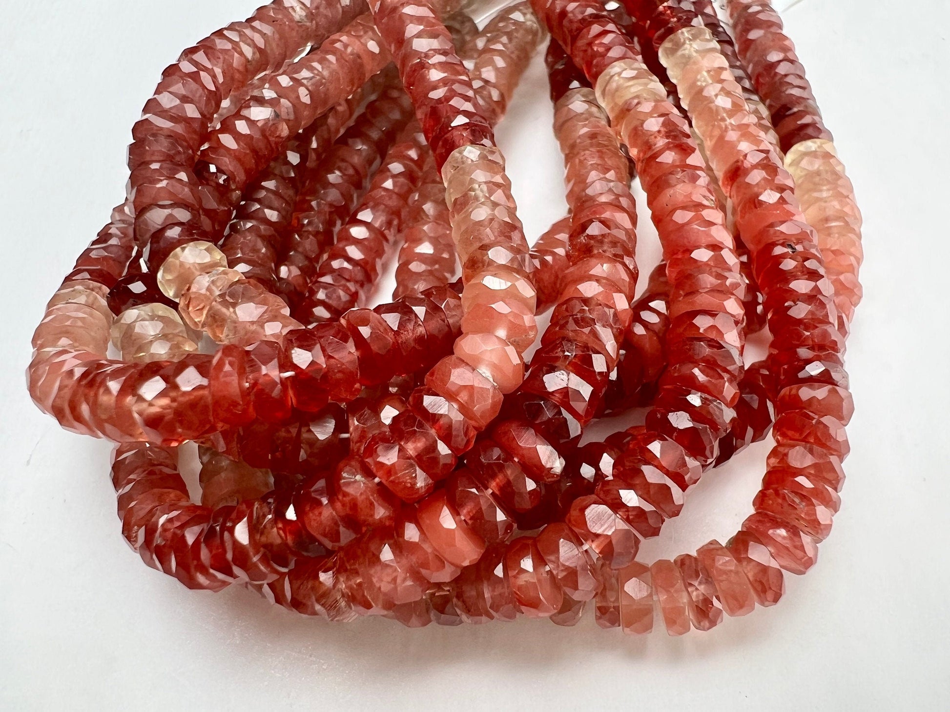 Natural Andesine, Red Labradorite 3.5-4, 4-4.5, 5.5-6mm Heishi Tyre washer Bead Faceted Roundel , AAA high Quality jewelry making Beads, 8"