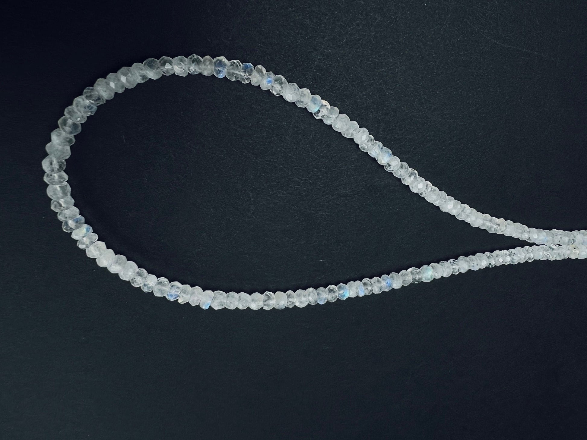 Natural Rainbow Moonstone 4.5-5mmFaceted Roundel 925 Sterling silver Necklace,Choker layering,prom,graduation June Birthstone, Precious Gift