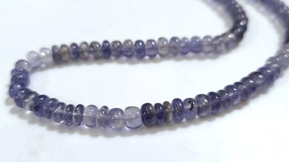 Iolite Blue shaded water Sapphire 5mm smooth Roundel AAA quality Necklace in 925 Sterling Silver gift