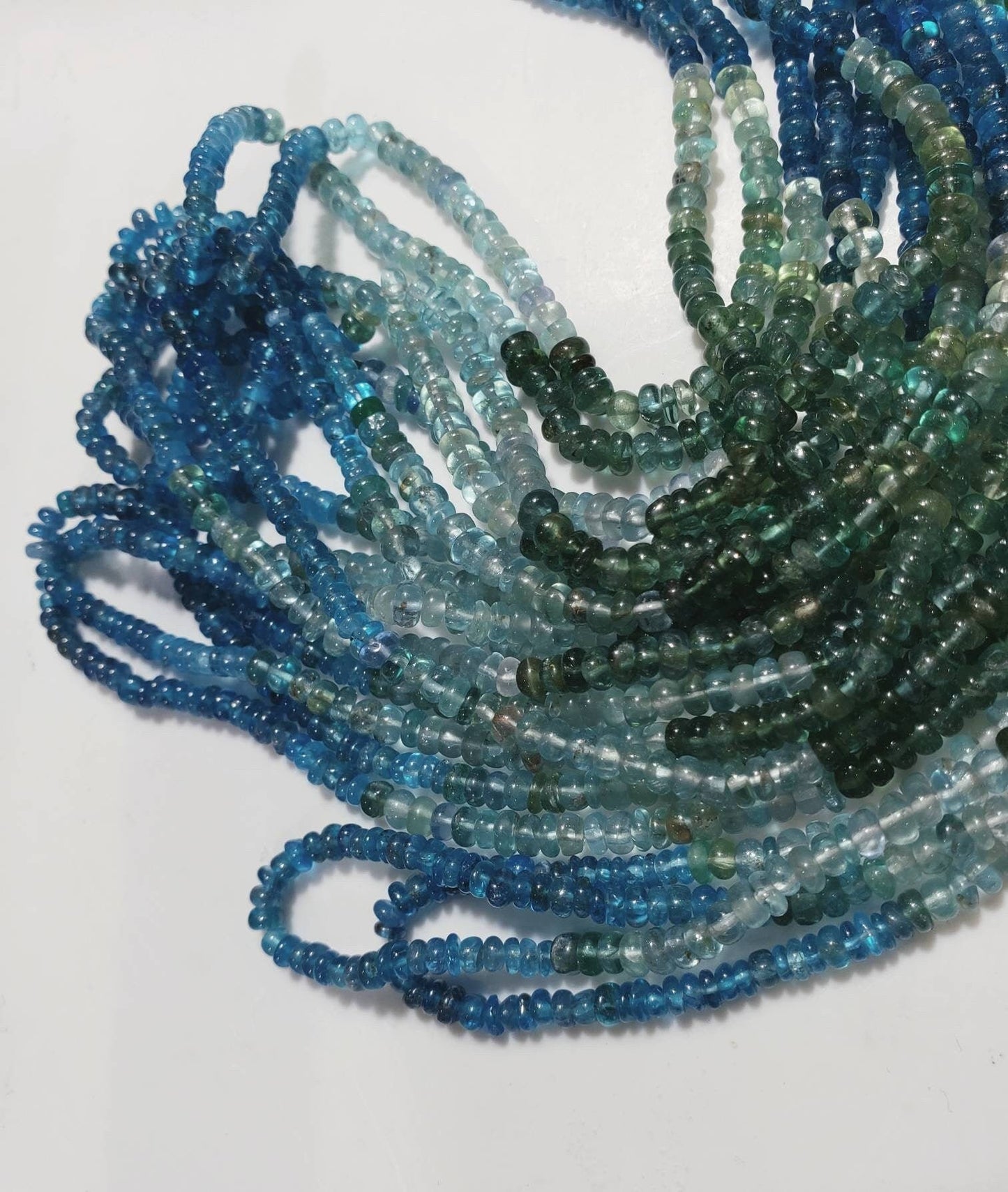 Natural Apatite blue green shaded 3-3.5mm smooth roundel beads for jewelry making roundel beads 8&quot;,16&quot; strand