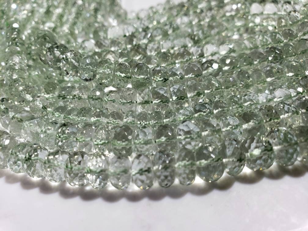 Green Amethyst, Prasiolite Graduated Faceted 5-9.5mm AAA Quality Rondelle, Jewelry Making natural Gemstone Beads 6.5&quot; and 13&quot; strand