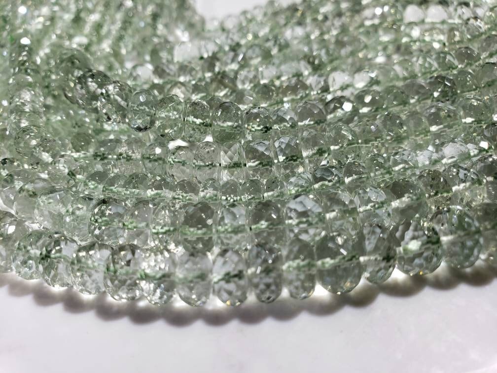 Green Amethyst, Prasiolite Graduated Faceted 5-9.5mm AAA Quality Rondelle, Jewelry Making natural Gemstone Beads 6.5" and 13" strand