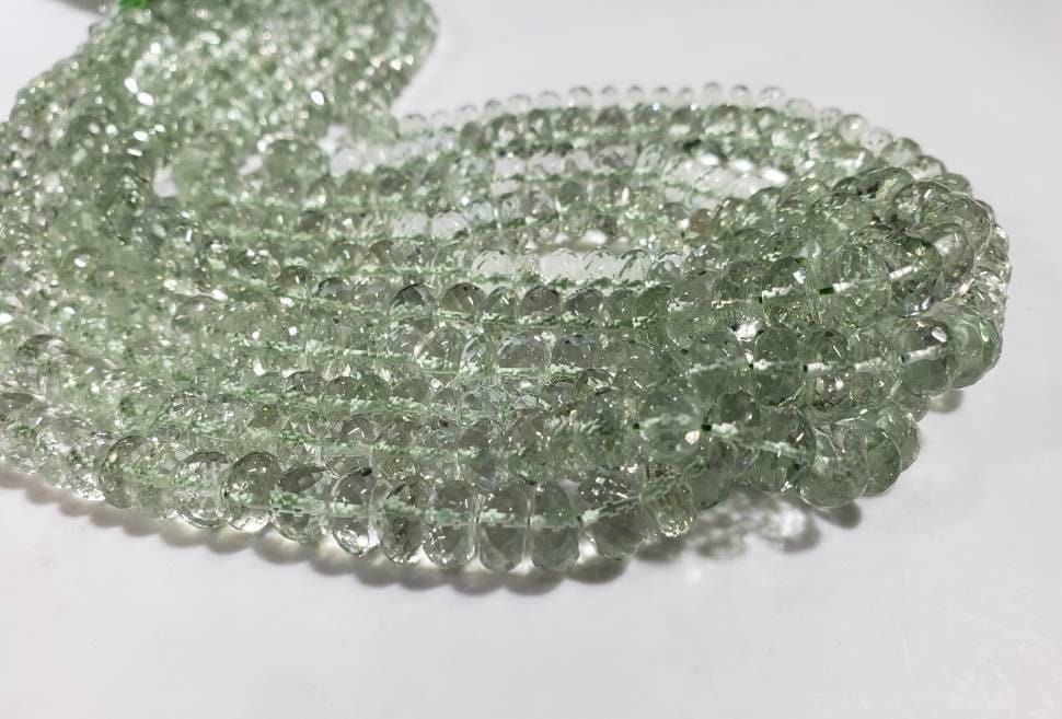 Green Amethyst, Prasiolite Graduated Faceted 5-9.5mm AAA Quality Rondelle, Jewelry Making natural Gemstone Beads 6.5" and 13" strand