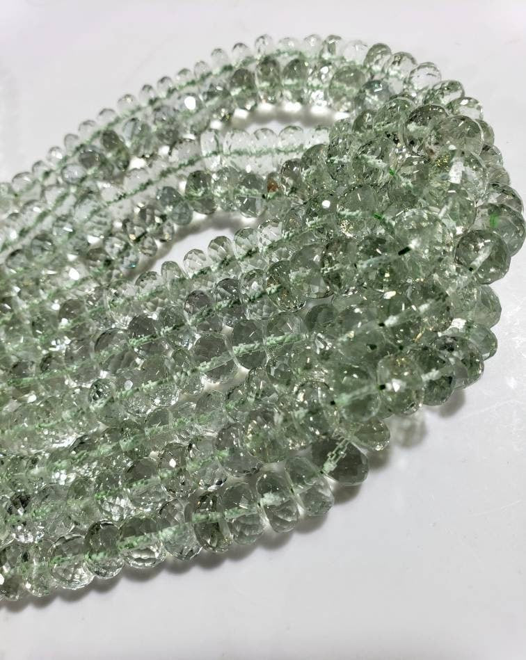 Green Amethyst, Prasiolite Graduated Faceted 5-9.5mm AAA Quality Rondelle, Jewelry Making natural Gemstone Beads 6.5&quot; and 13&quot; strand