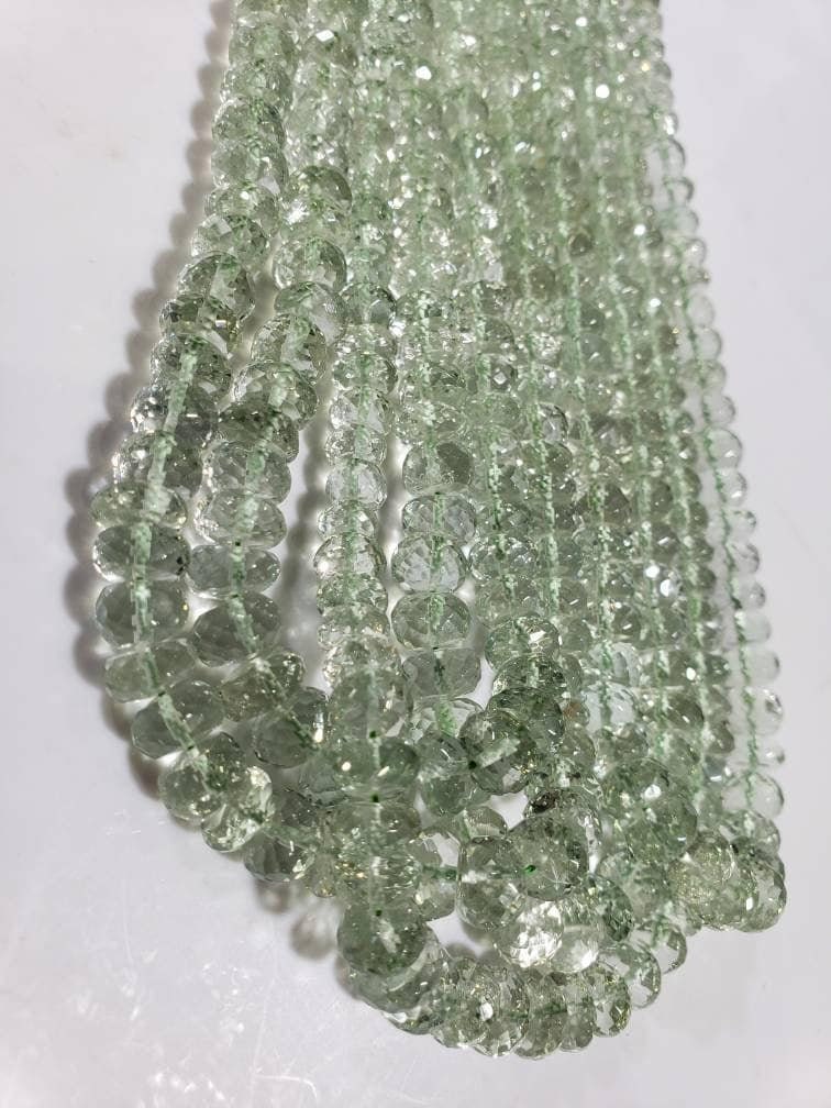 Green Amethyst, Prasiolite Graduated Faceted 5-9.5mm AAA Quality Rondelle, Jewelry Making natural Gemstone Beads 6.5&quot; and 13&quot; strand