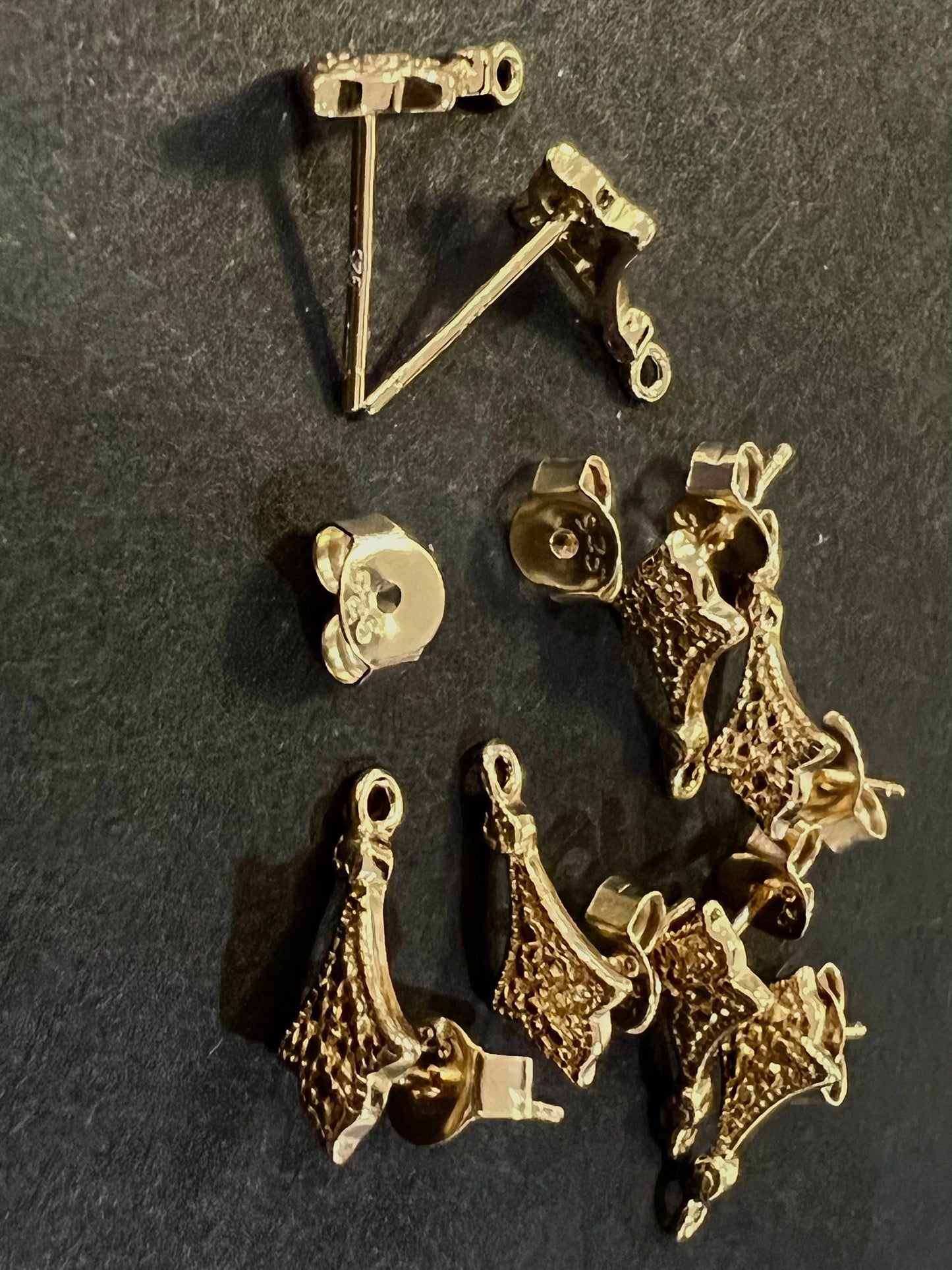 925 sterling silver and 18k gold vermeil fancy earring post findings,earrings making post.1pair 925 stamped
