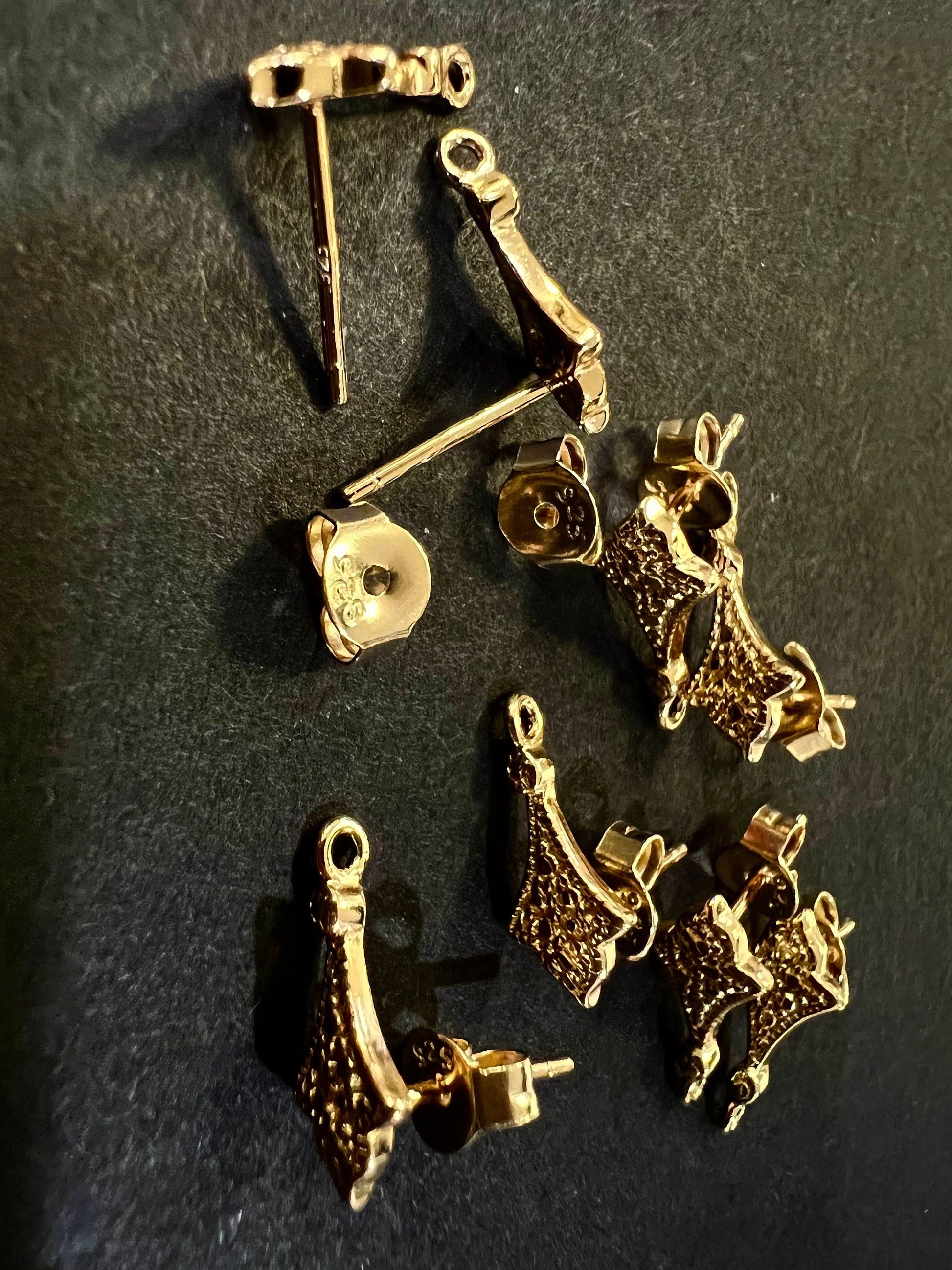925 sterling silver and 18k gold vermeil fancy earring post findings,earrings making post.1pair 925 stamped