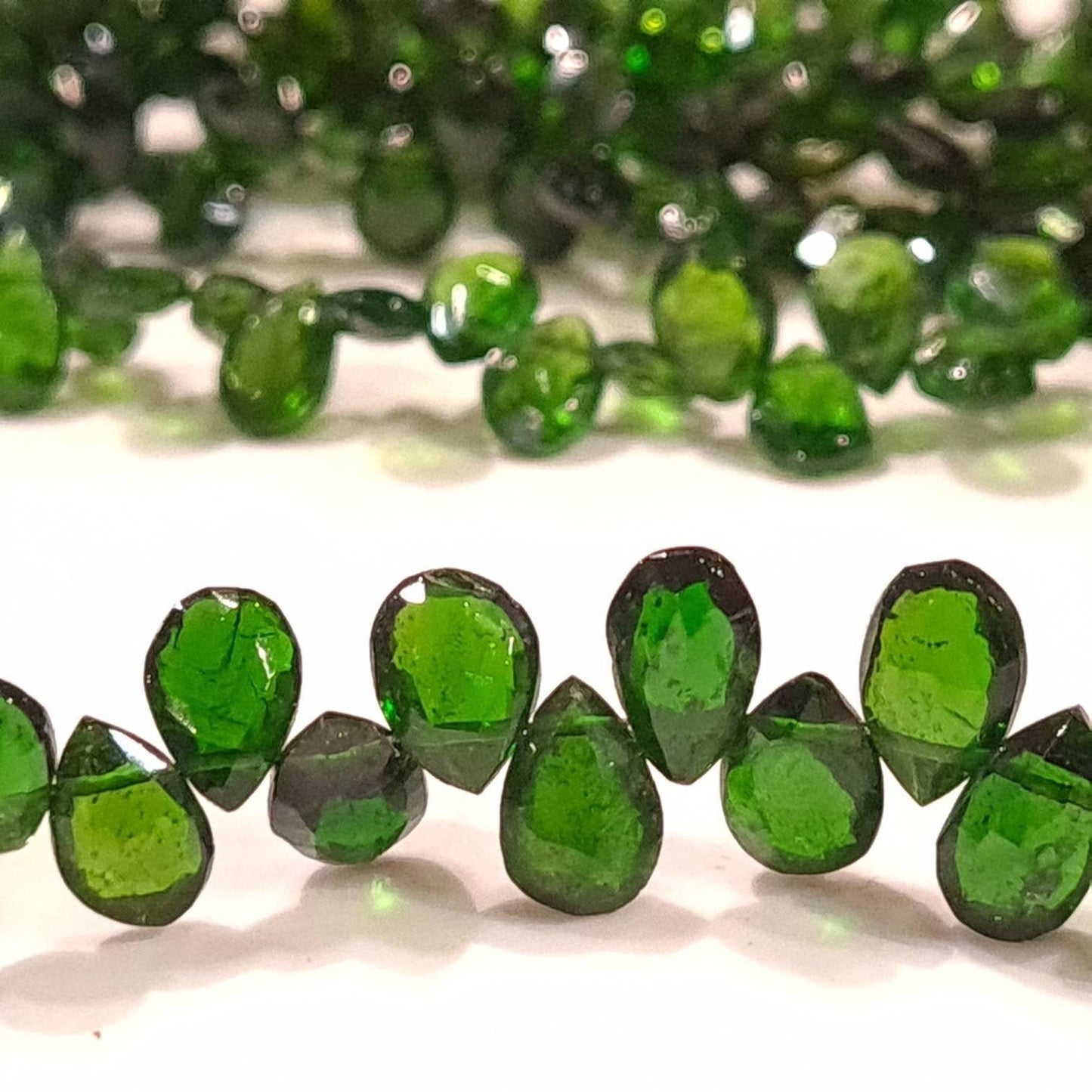 Natural Chrome Diopside 5-6x8-9mm Faceted Teardrop Beads, AAA High Quality Rare beautiful Green Chrome diopside Beads. 6pcs, 12pcs