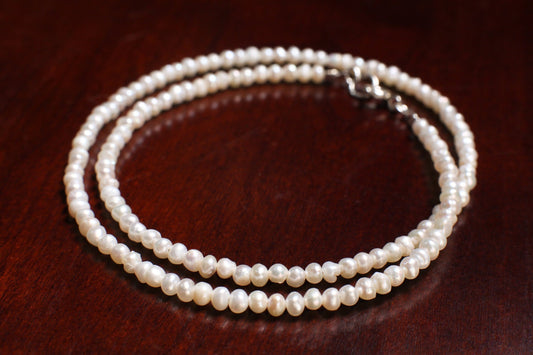 Freshwater 3-3.5mm Seed Pearl, 925 Sterling Silver Necklace, Holiday Gift