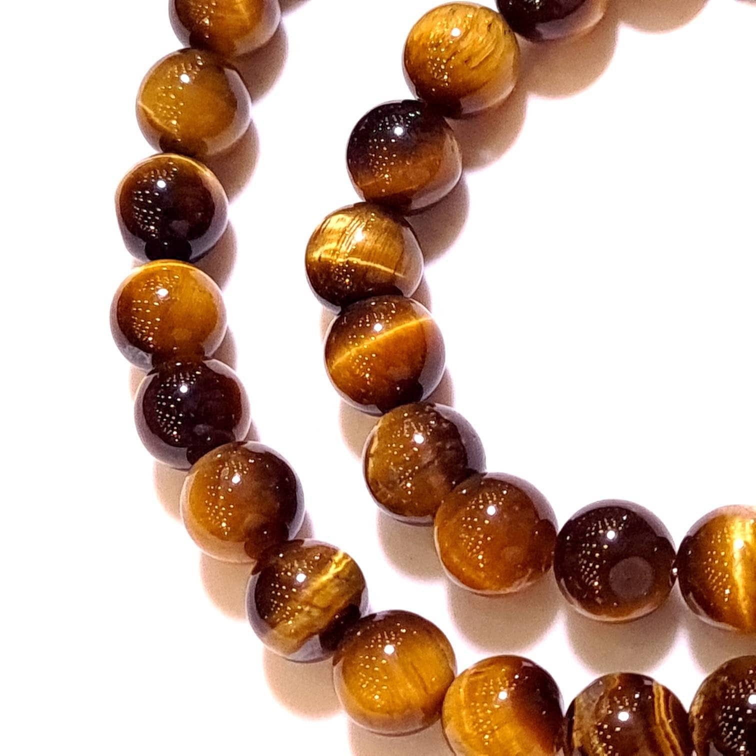 Natural Tiger Eye 8mm Smooth Round Choker, Layering Necklace in Sterling Silver, Chakra, Prosperity Gift