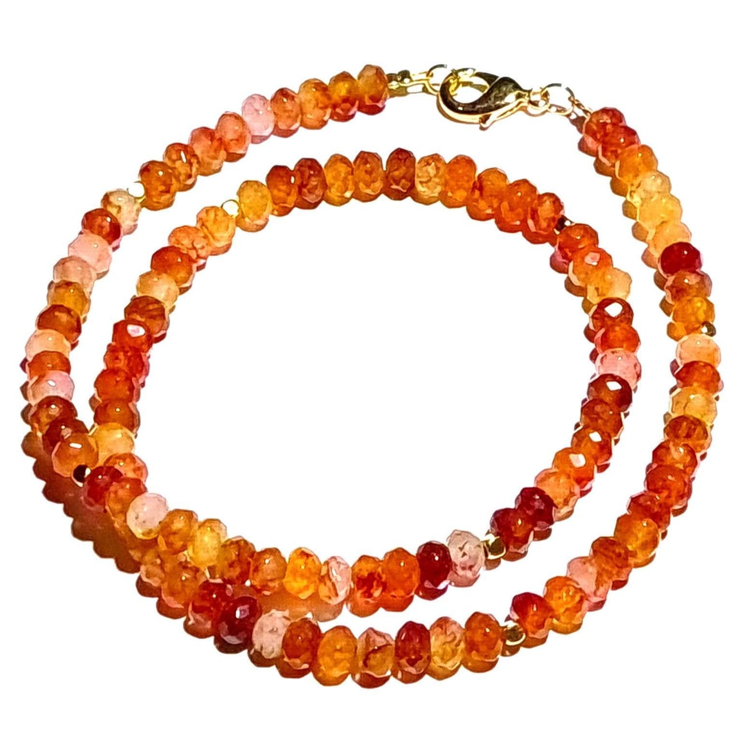 Natural Carnelian Ombre Orange shaded Faceted Healing Gemstones in Gold Clasp Necklace, choker, layering gift