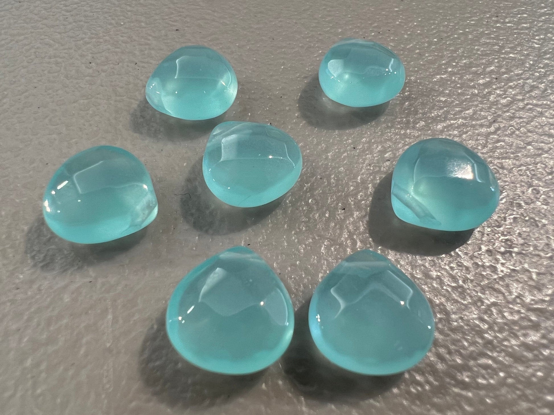 Aqua Chalcedony Faceted heart shape 12mm Drop ,Side drilled beads Jewelry Making Gemstone Teardrop 1pair or more