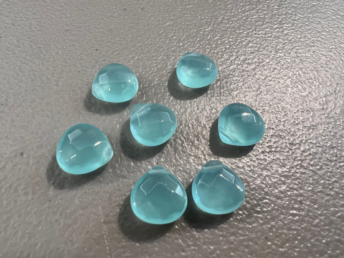 Aqua Chalcedony Faceted heart shape 12mm Drop ,Side drilled beads Jewelry Making Gemstone Teardrop 1pair or more