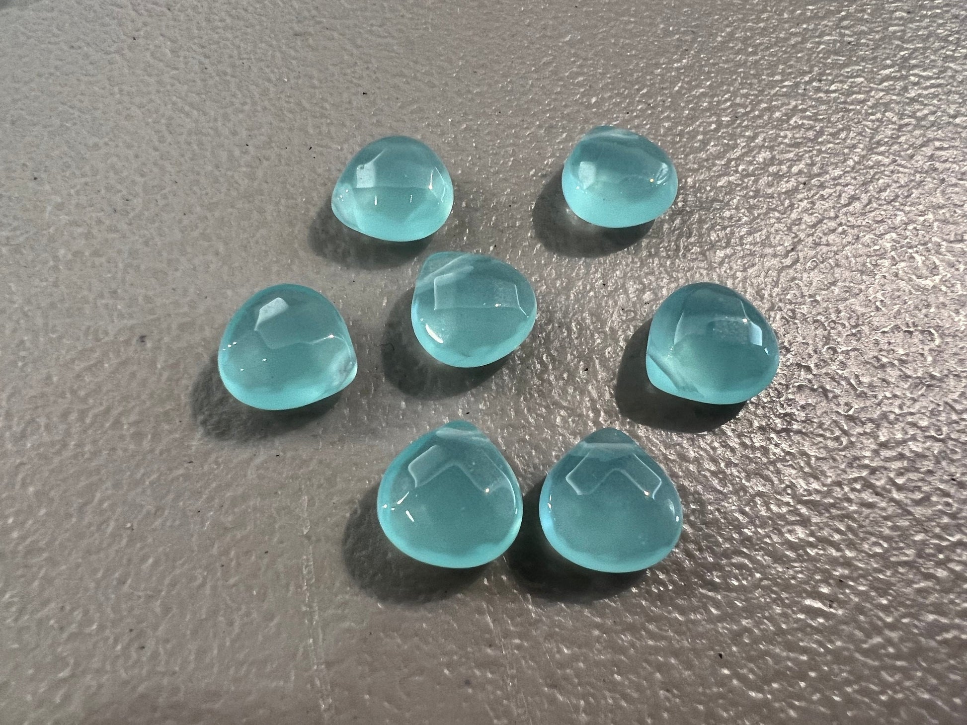 Aqua Chalcedony Faceted heart shape 12mm Drop ,Side drilled beads Jewelry Making Gemstone Teardrop 1pair or more