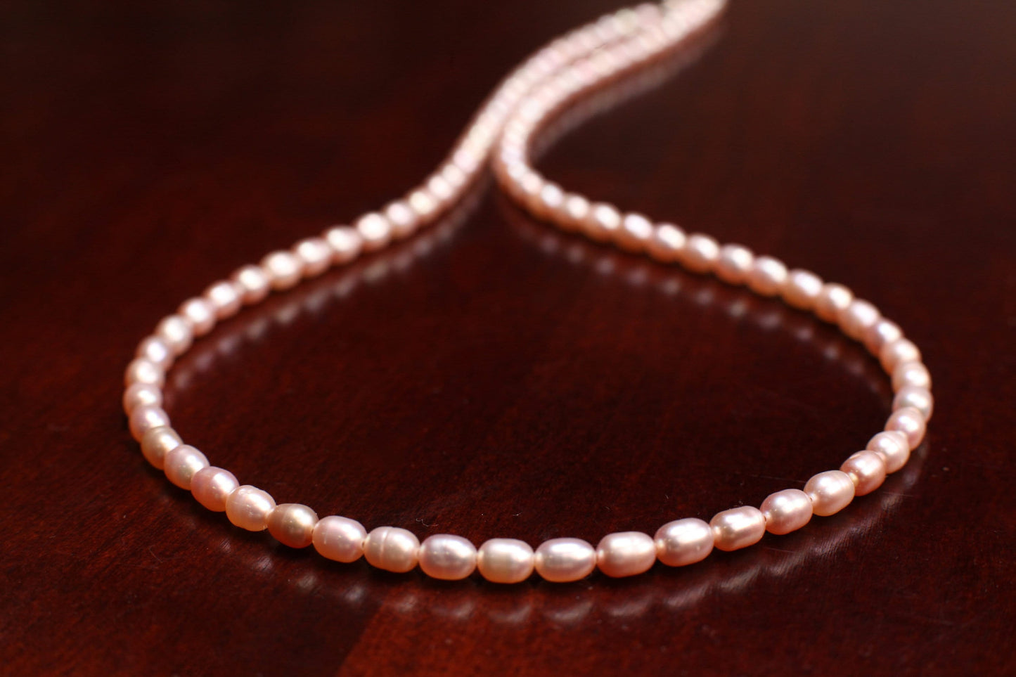 Natural Freshwater Champagne Soft Pink Pearl 4x6 Rice Oval AAA high luster pearl Necklace, Choker, Layering, Minimalist