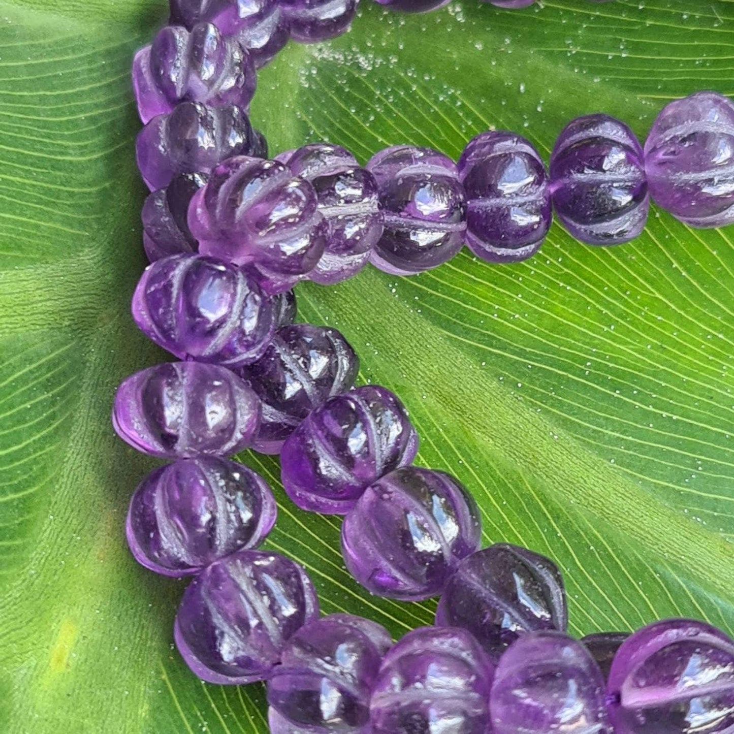 Natural Amethyst Handcrafted Pumpkin Shape Melon Beads, 9-10, 10-11mm, Sold by Piece