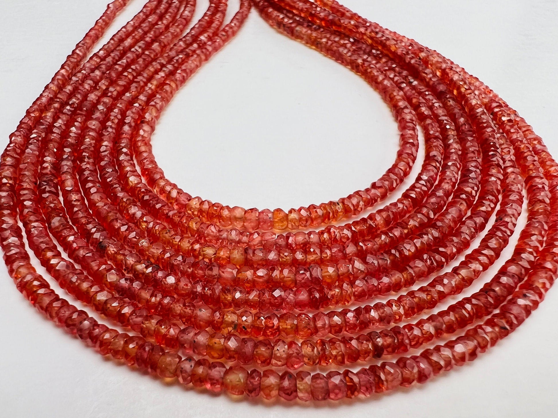 Natural Red Sapphire Faceted 3-3.5mm hand cut micro faceted Roundel DIY Jewelry Making rare Gemstone Beads, 7”, 14&quot; Strand