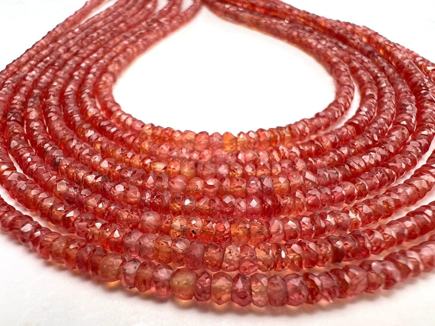 Natural Red Sapphire Faceted 3-3.5mm hand cut micro faceted Roundel DIY Jewelry Making rare Gemstone Beads, 7”, 14&quot; Strand