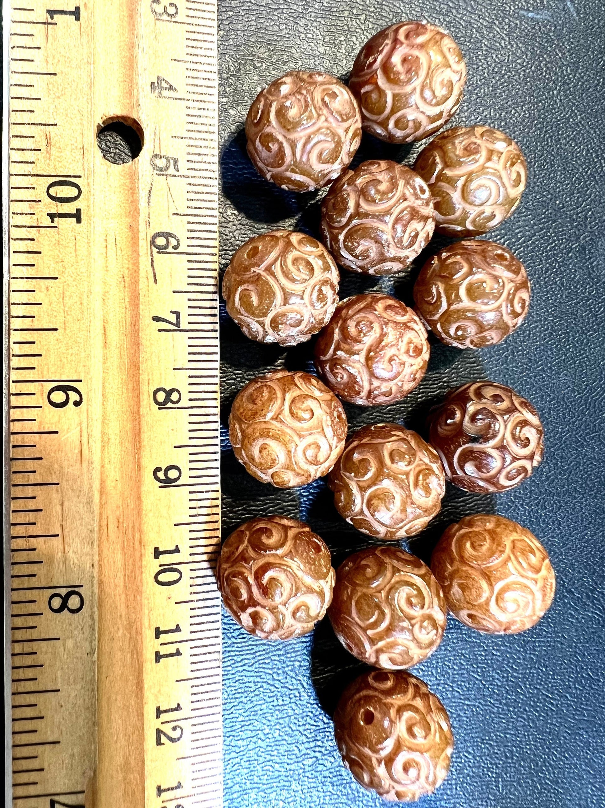 Antique jade Natural Handcrafted Jade 15mm drilled Round Beads, Jewelry Making, pocket stone