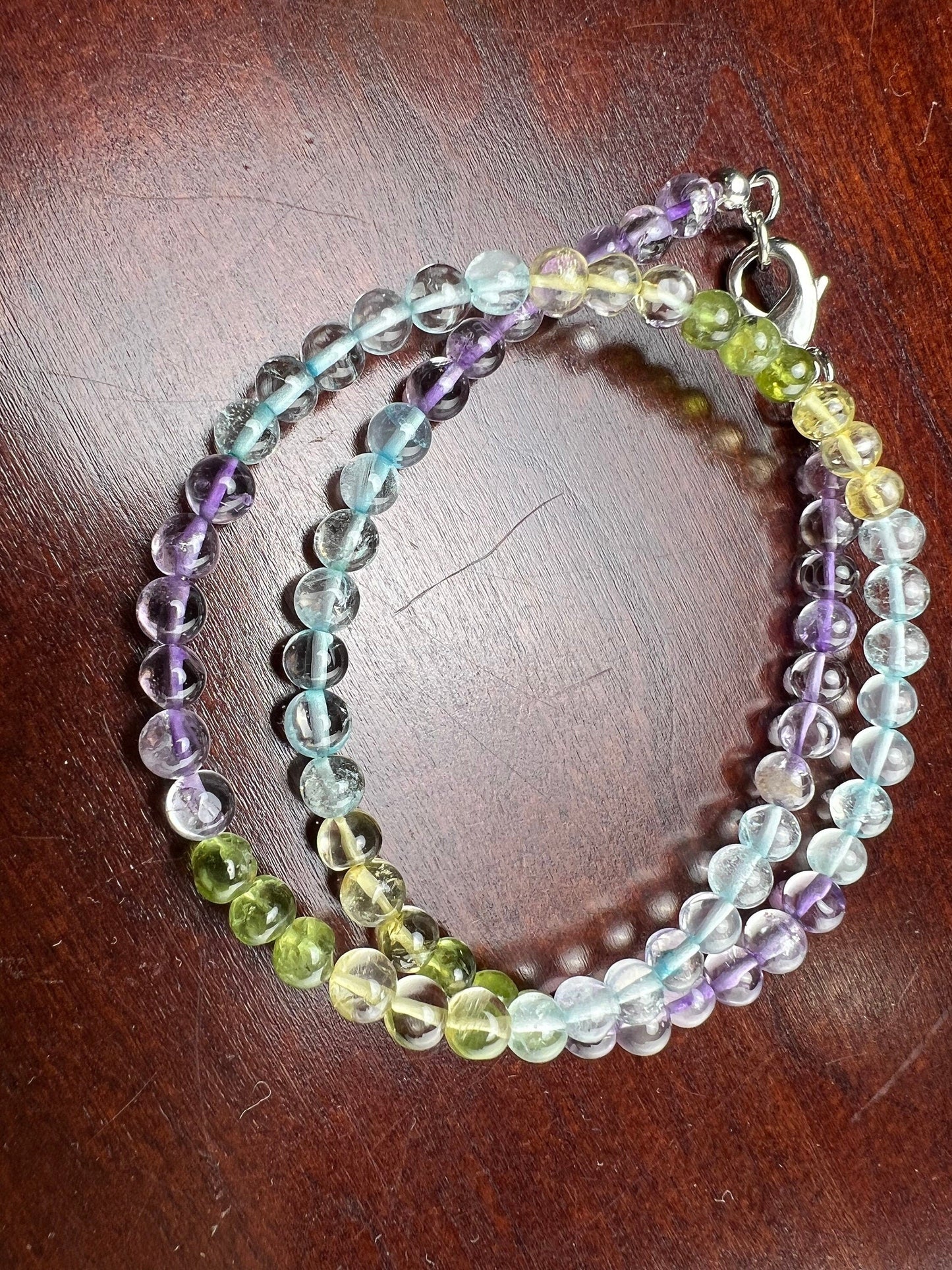 Amethyst Aquamarine Citrine Peridot 4mm smooth round Choker, Layering Necklace. Natural multi gemstone Yoga healing Birthday, Woman gifts