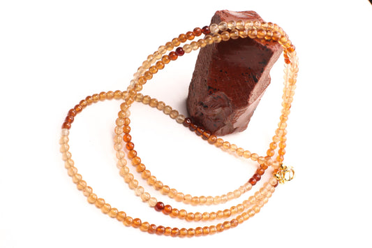 Hessonite Garnet 3.5-4mm smooth round Choker Layering Necklace, Handmade Gold Necklace, Gift for her