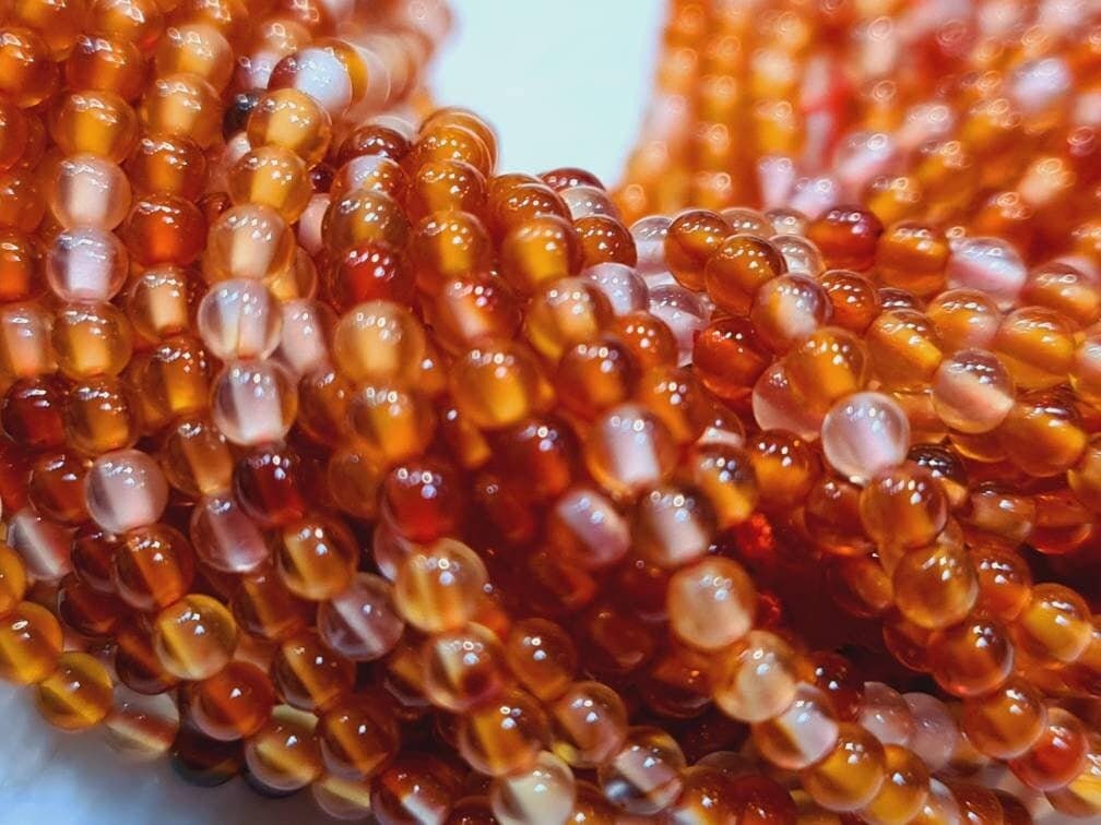 Natural Carnelian 2mm Round Beads, Jewelry Making Round Polished Gemstone Beads, DIY Necklace, Bracelet 16&quot; Strand