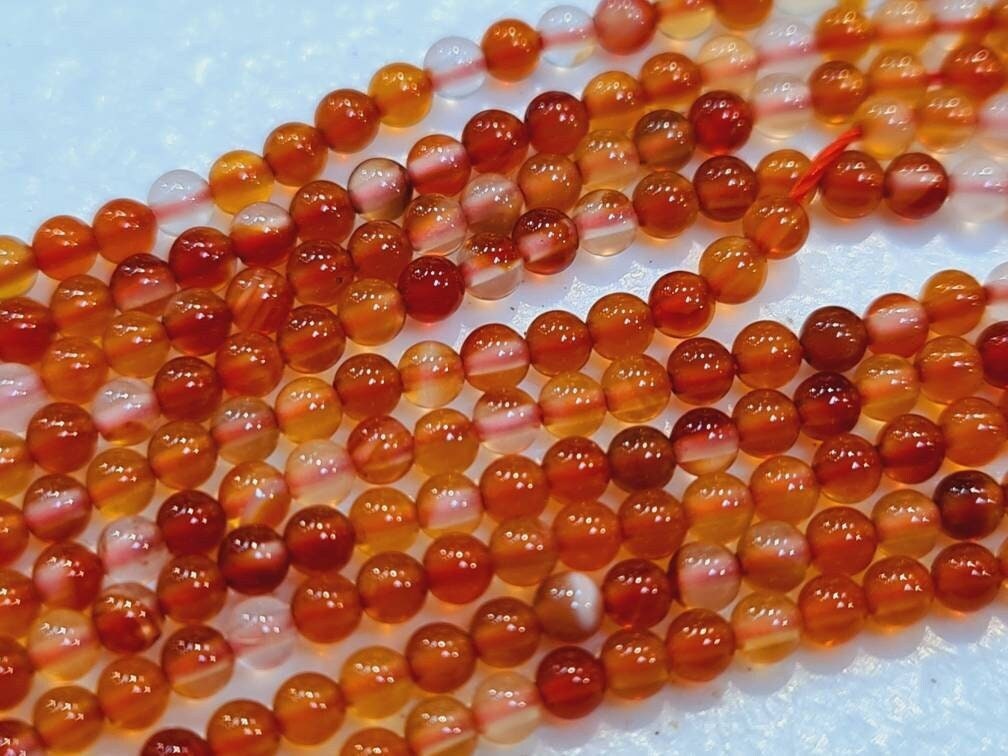 Natural Carnelian 2mm Round Beads, Jewelry Making Round Polished Gemstone Beads, DIY Necklace, Bracelet 16&quot; Strand