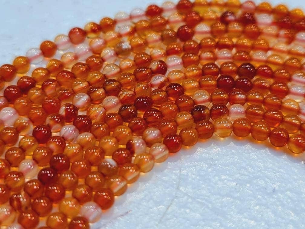 Natural Carnelian 2mm Round Beads, Jewelry Making Round Polished Gemstone Beads, DIY Necklace, Bracelet 16&quot; Strand