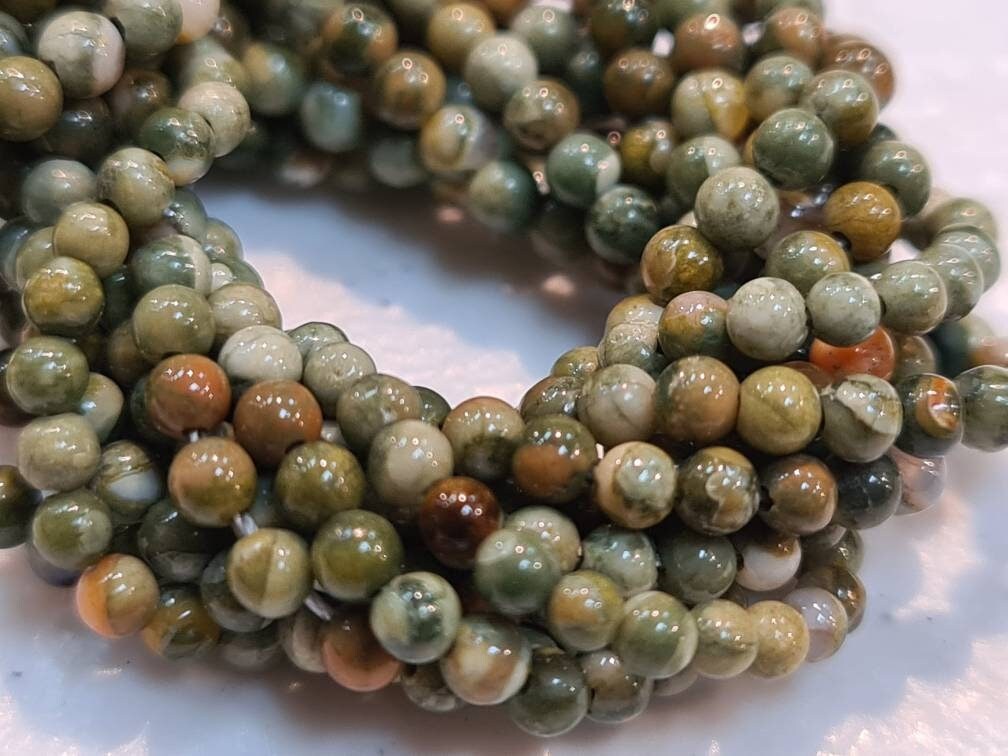 Ryolite,rainforest jasper 2mm smooth Round Beads, Jewelry Making Round natural Gemstone Beads, DIY Necklace, Bracelet 16&quot; Strand