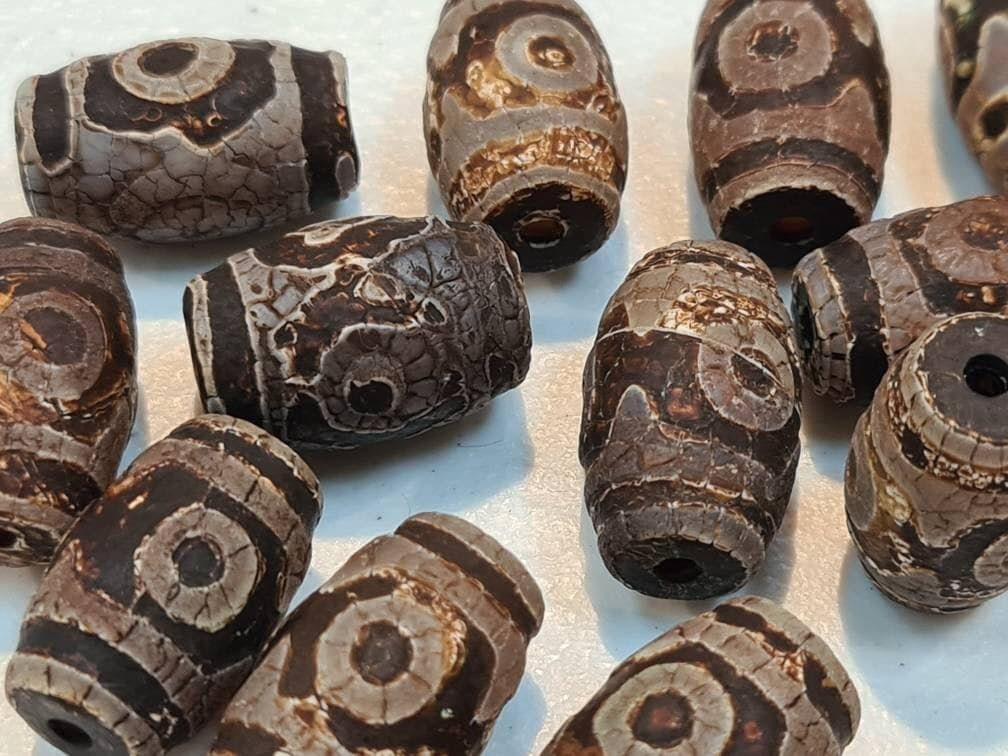 Natural Tibetan agate unpolished Evil Eye Oval drum Bead,13x22-14x24mm Eye Fire Agate, Rustic vintage Jewelry Making, Art Craft Beads