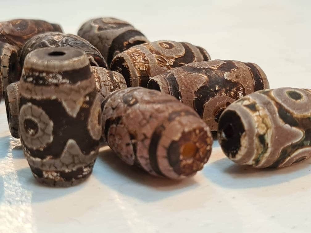 Natural Tibetan agate unpolished Evil Eye Oval drum Bead,13x22-14x24mm Eye Fire Agate, Rustic vintage Jewelry Making, Art Craft Beads