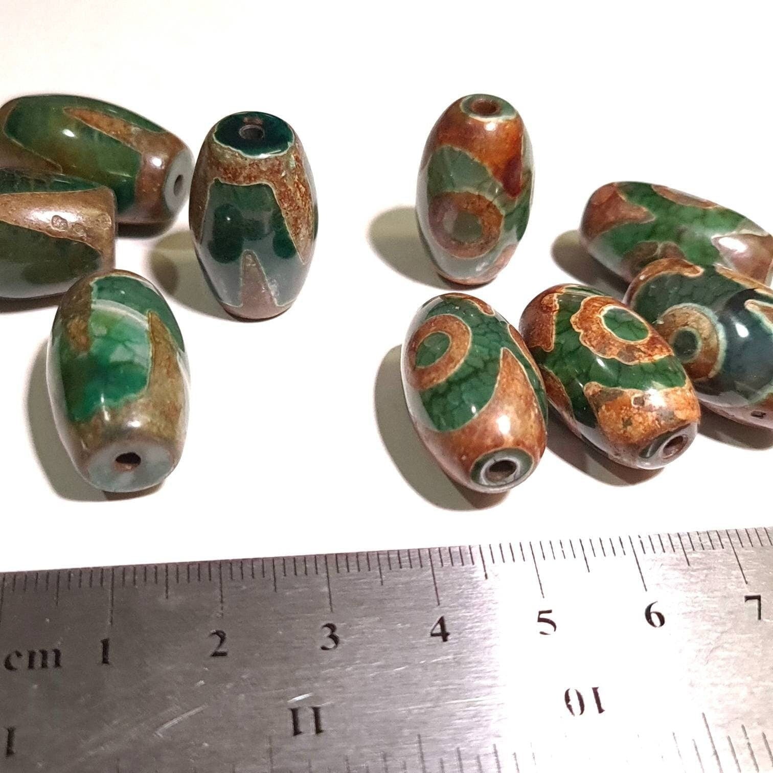 Antique Style Tibetan Evil Eye Bead, 12x20mm Eye Agate Beads Jewelry Making, Art Craft Beads