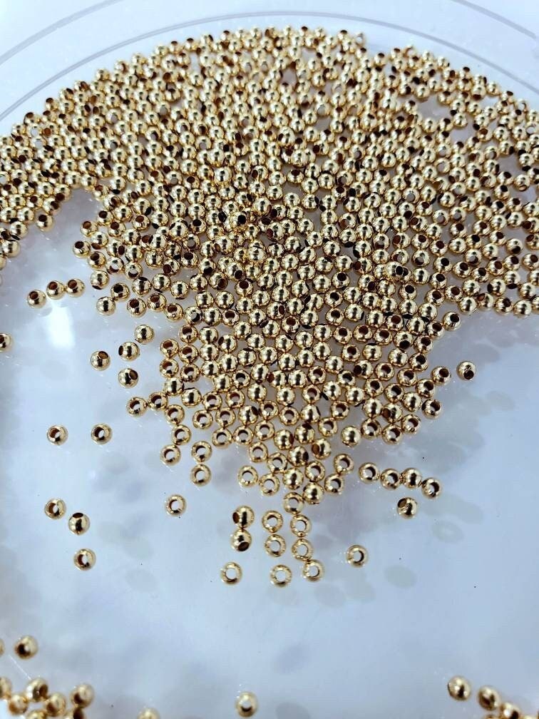 14k Gold Filled 2mm Smooth Round Seamless Bead, Made in USA , Jewelry Making High Quality Spacer Beads, 50pcs, 100 pcs pack.