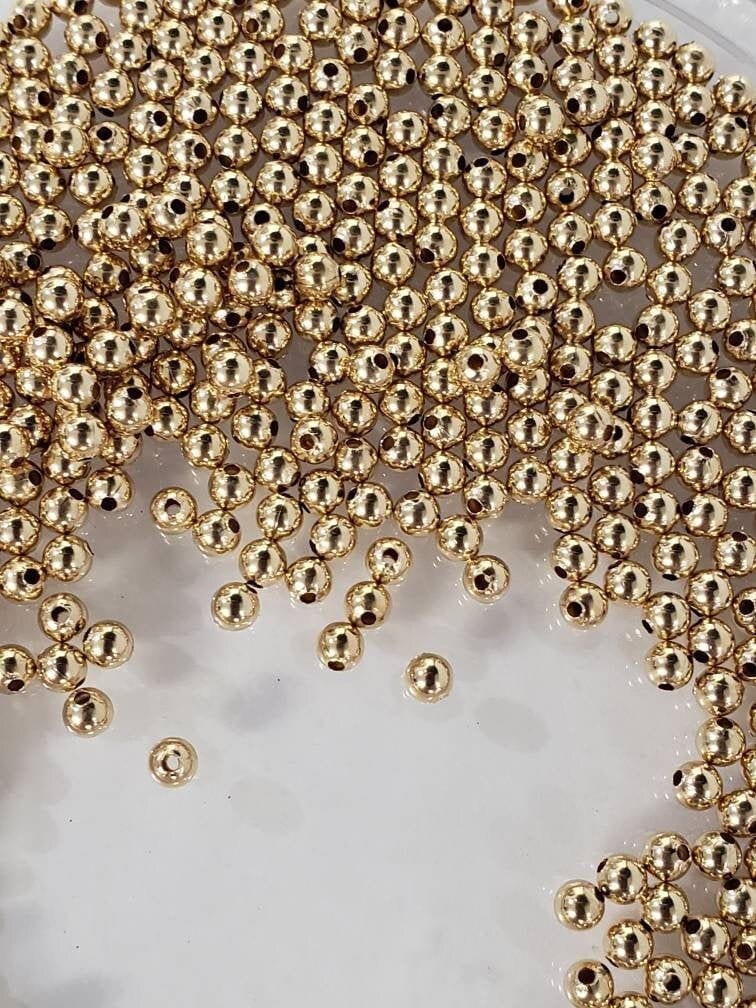 14k goldfilled 3mm smooth round seamless bead , made in USA, jewelry making necklace bracelet spacer bead, 50pcs,100pcs