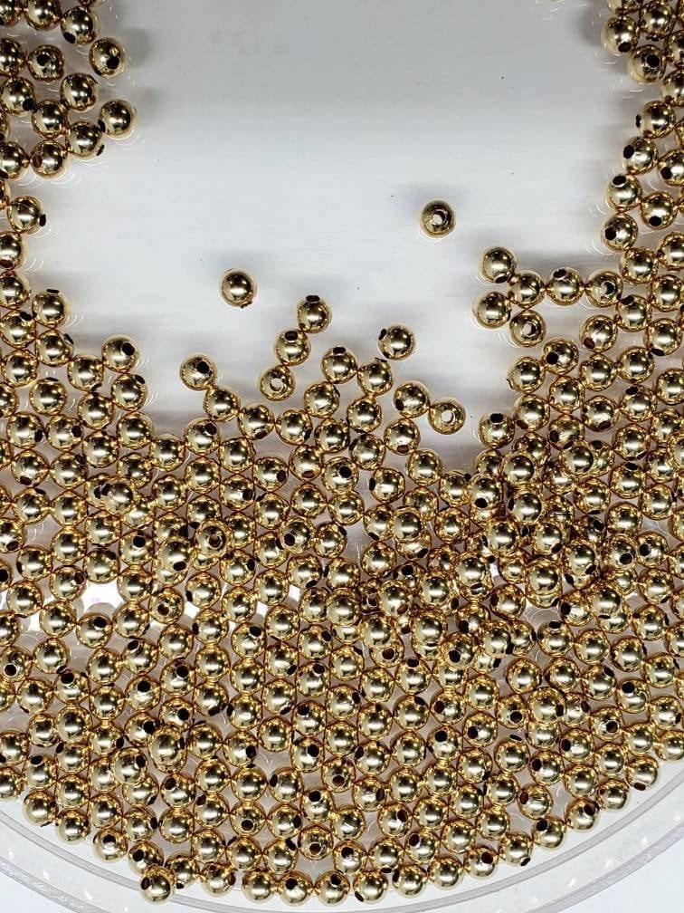 14k goldfilled 3mm smooth round seamless bead , made in USA, jewelry making necklace bracelet spacer bead, 50pcs,100pcs