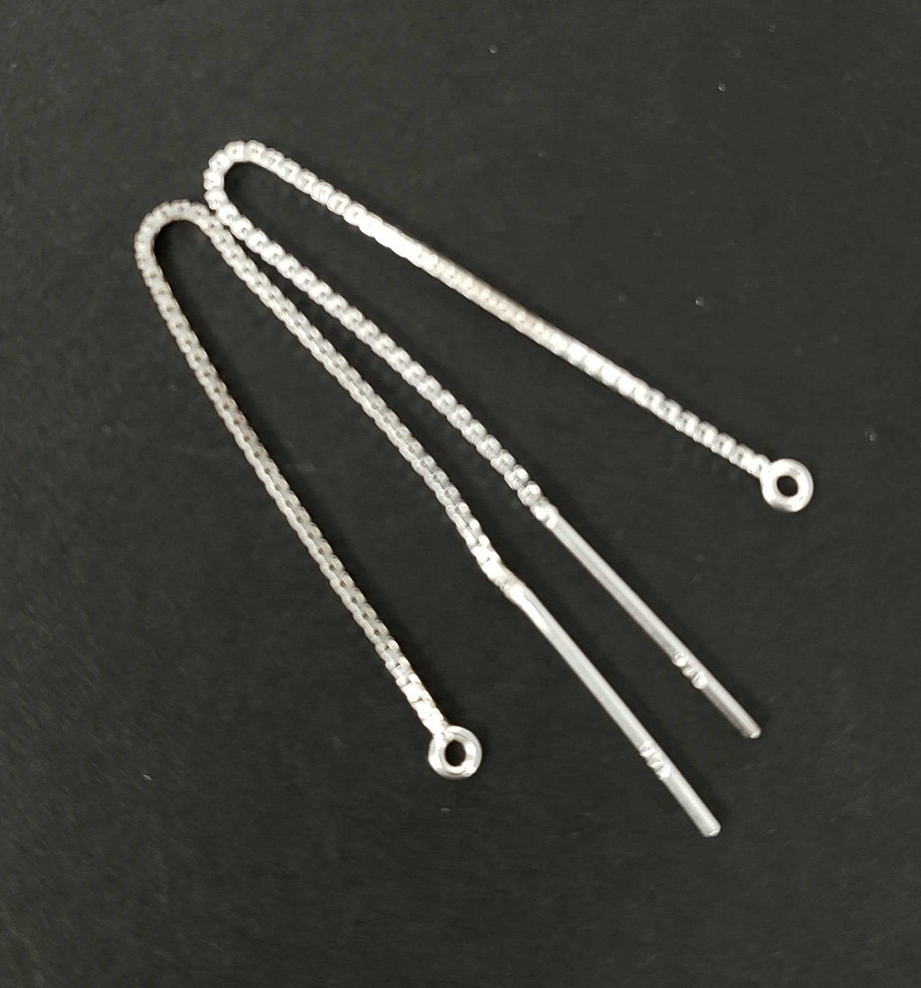 925 sterling silver 3" and 4" long ear threads, threader ear wire. 925 stamped, High quality, Made in USA, 1 pair ( 2 pieces)
