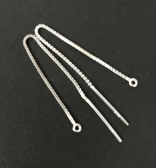925 sterling silver 3" and 4" long ear threads, threader ear wire. 925 stamped, High quality, Made in USA, 1 pair ( 2 pieces)