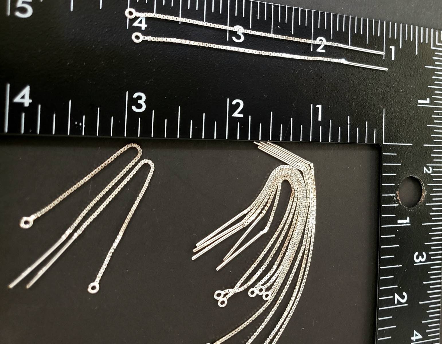 925 sterling silver 3" and 4" long ear threads, threader ear wire. 925 stamped, High quality, Made in USA, 1 pair ( 2 pieces)