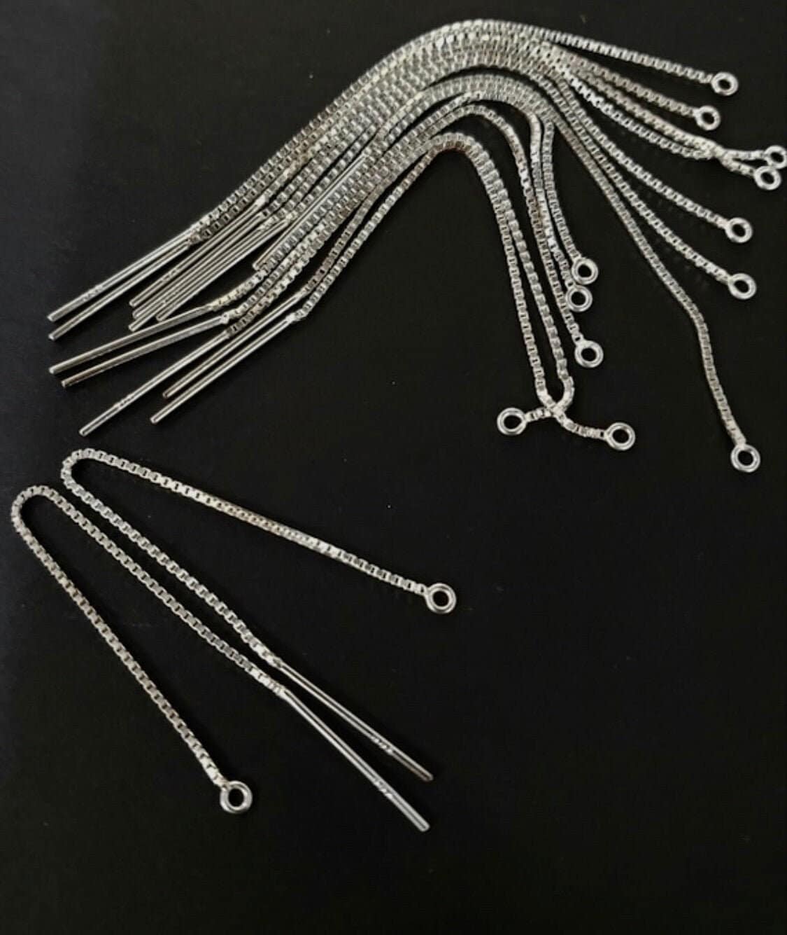 925 sterling silver 3&quot; and 4&quot; long ear threads, threader ear wire. 925 stamped, High quality, Made in USA, 1 pair ( 2 pieces)