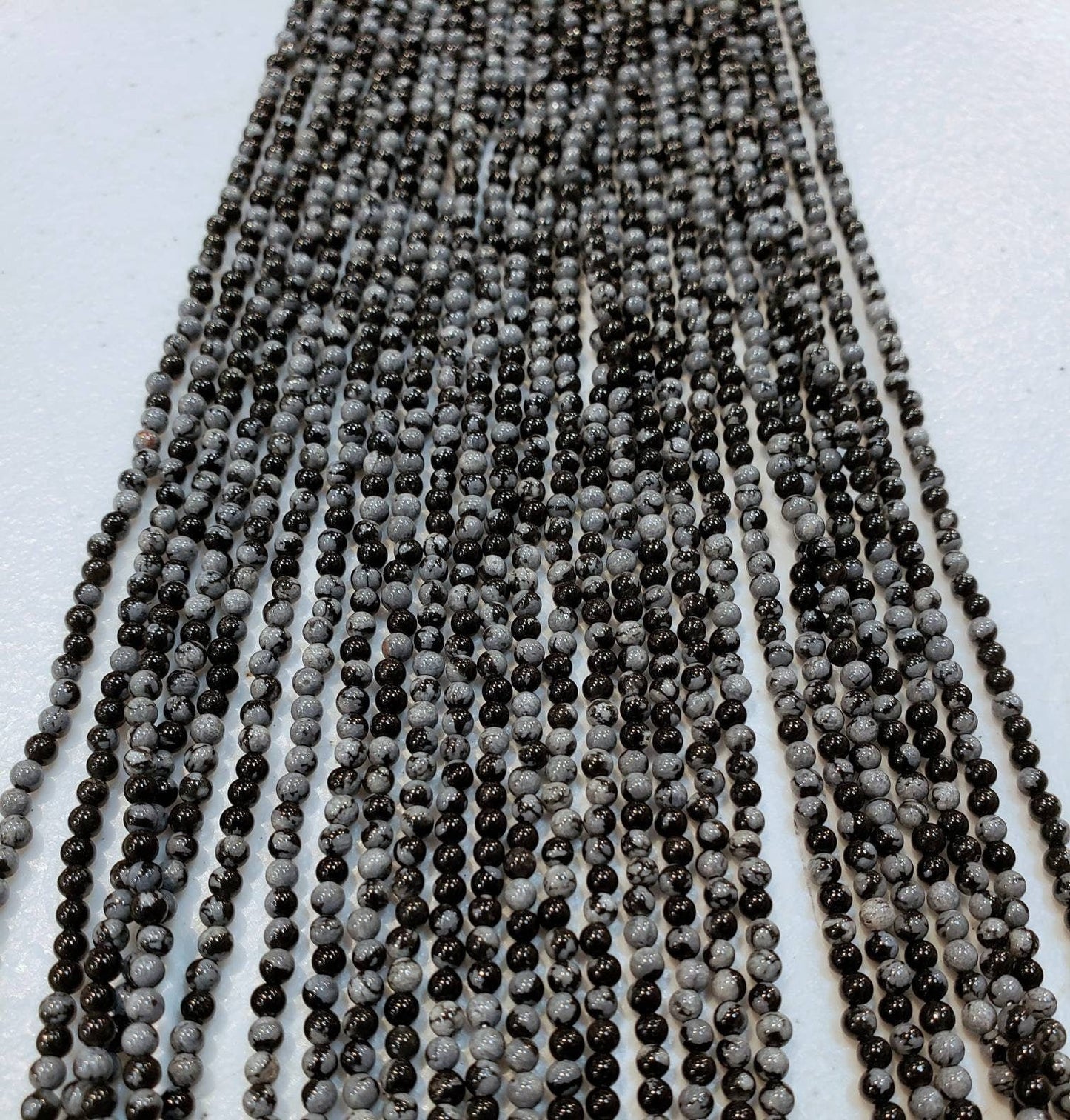 Snow Flake Obsedian 2mm Round Beads, Jewelry Making Round Polished Gemstone Beads, DIY Necklace, Bracelet 16" Strand