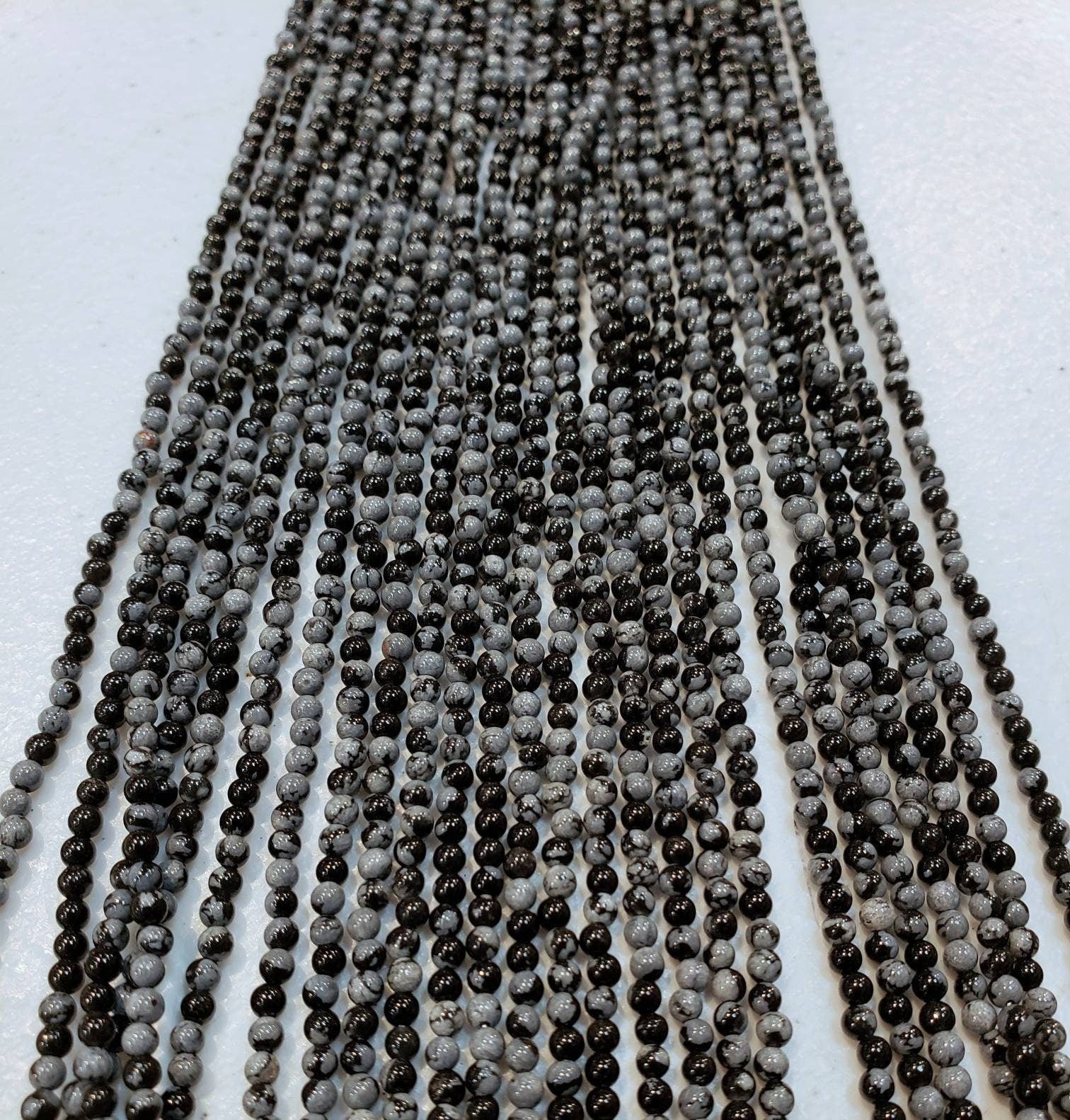 Snow Flake Obsedian 2mm Round Beads, Jewelry Making Round Polished Gemstone Beads, DIY Necklace, Bracelet 16" Strand