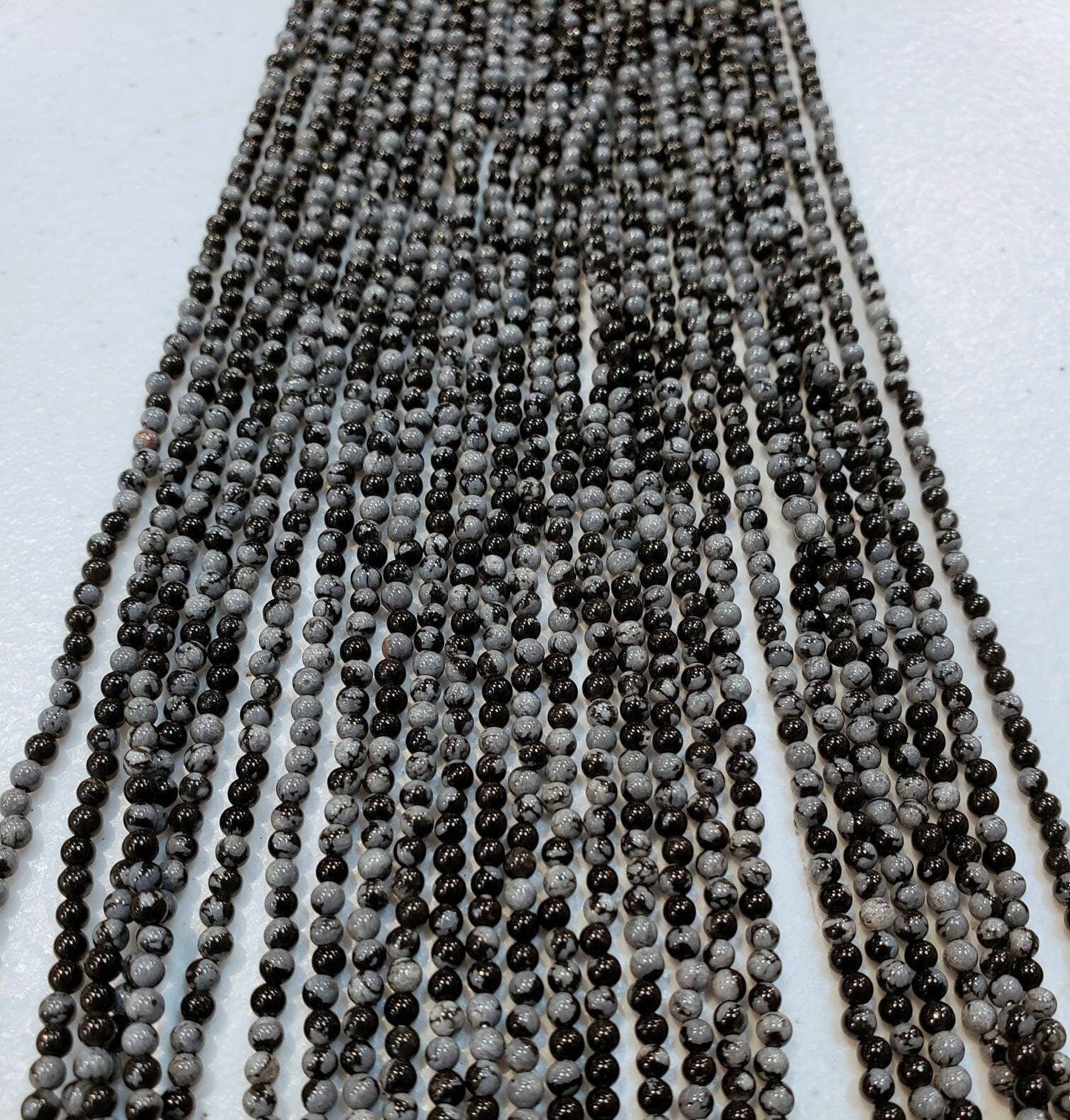 Snow Flake Obsedian 2mm Round Beads, Jewelry Making Round Polished Gemstone Beads, DIY Necklace, Bracelet 16&quot; Strand