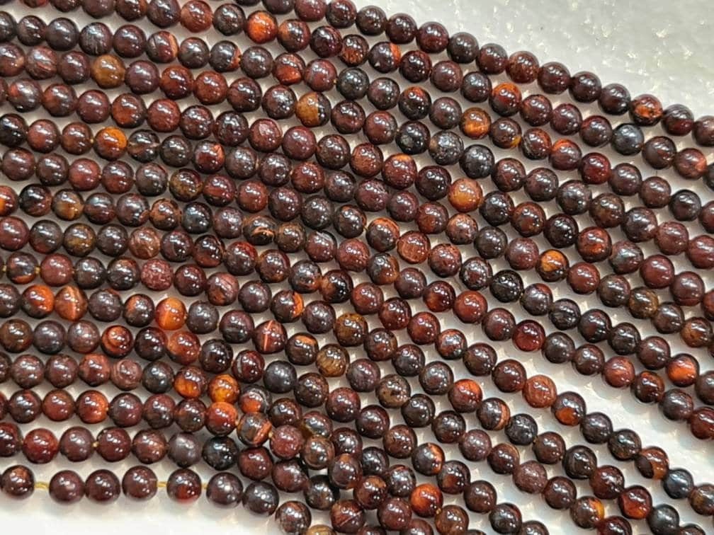 Tiger Iron 2mm Round Beads, Jewelry Making Round Polished Gemstone Beads, DIY Necklace, Bracelet 16&quot; Strand