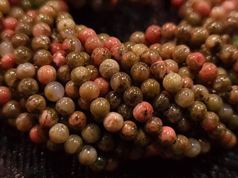 Unakite 2mm Round Beads, Jewelry Making Round Polished Gemstone Beads, DIY Necklace, Bracelet 16&quot; Strand