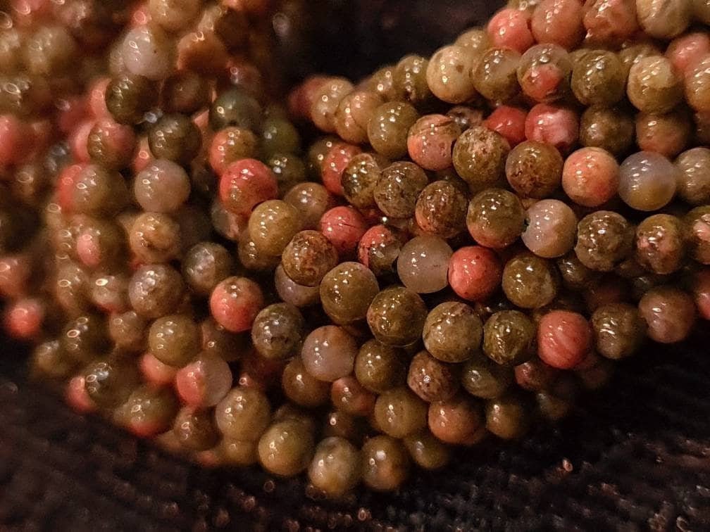 Unakite 2mm Round Beads, Jewelry Making Round Polished Gemstone Beads, DIY Necklace, Bracelet 16" Strand