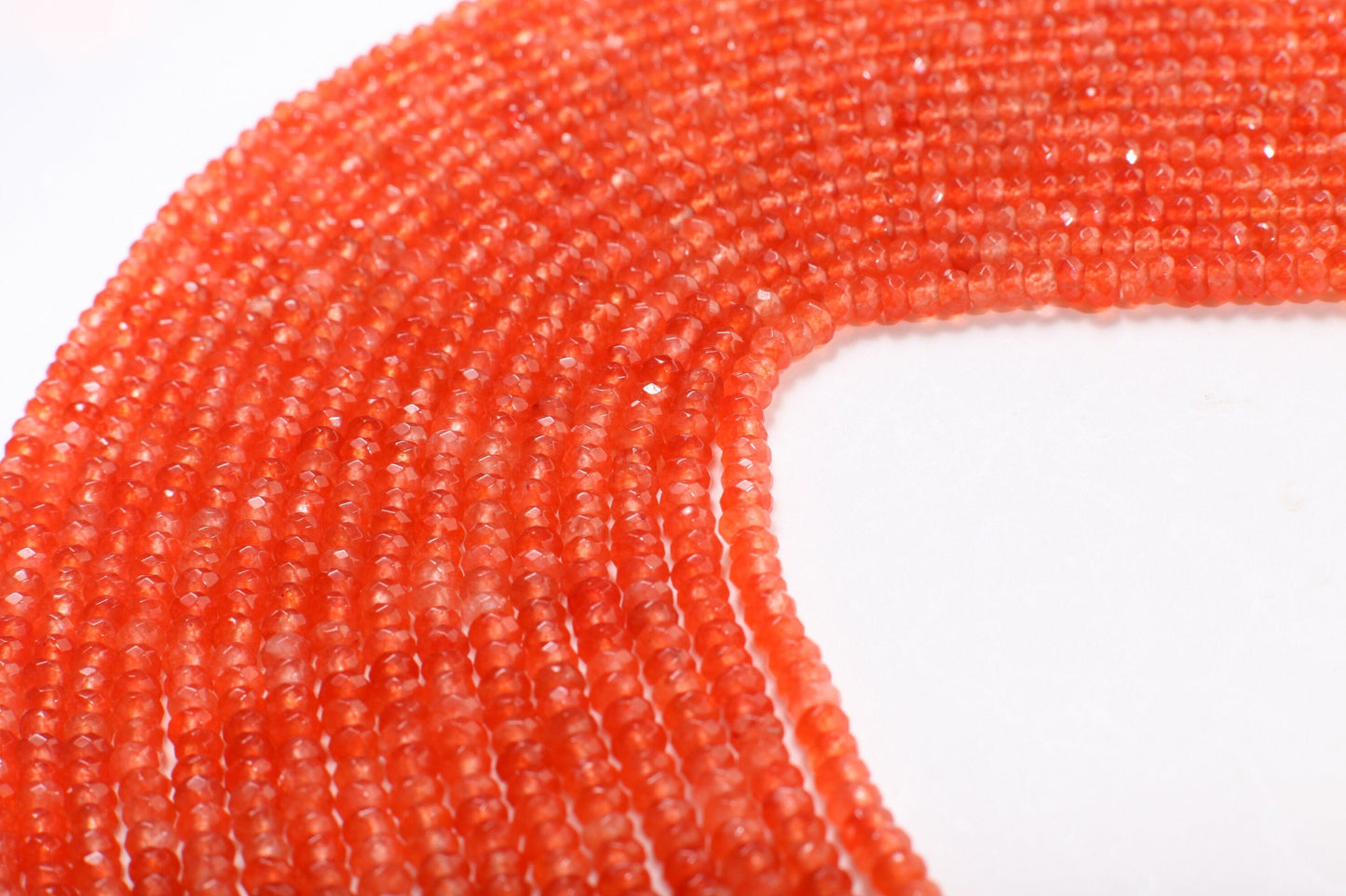 Carnelian orange 4mm Faceted Rondelle, Jewelry Making Natural Carnelian Gemstone Orange Beads 14.5&quot; Strand